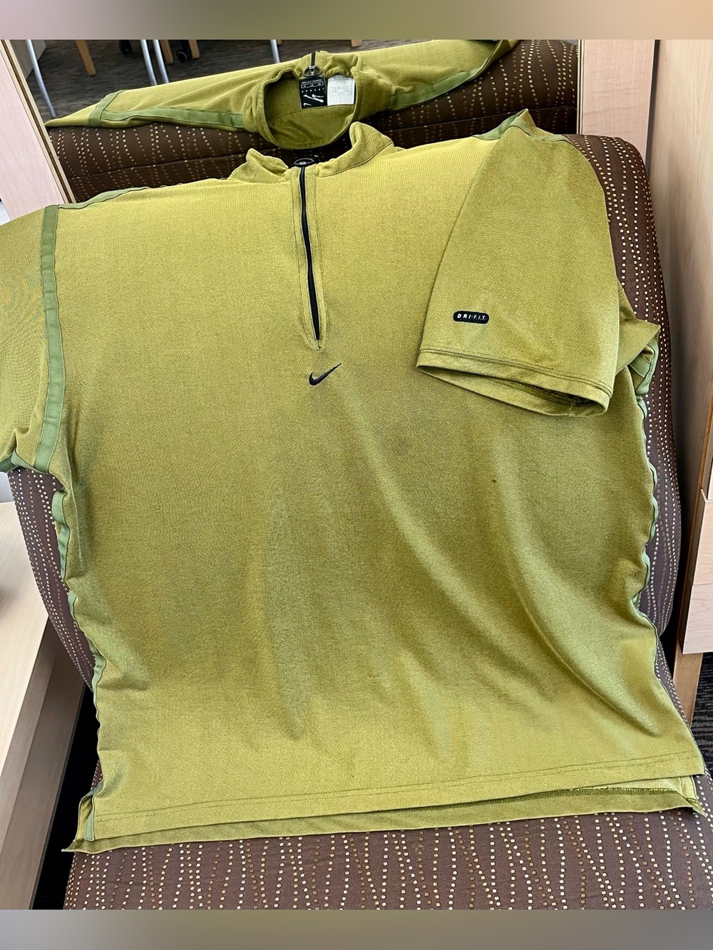 Nike Men’s Olive Green Short-Sleeve Half-Zip vintage Nike Andre Agassi shirt
